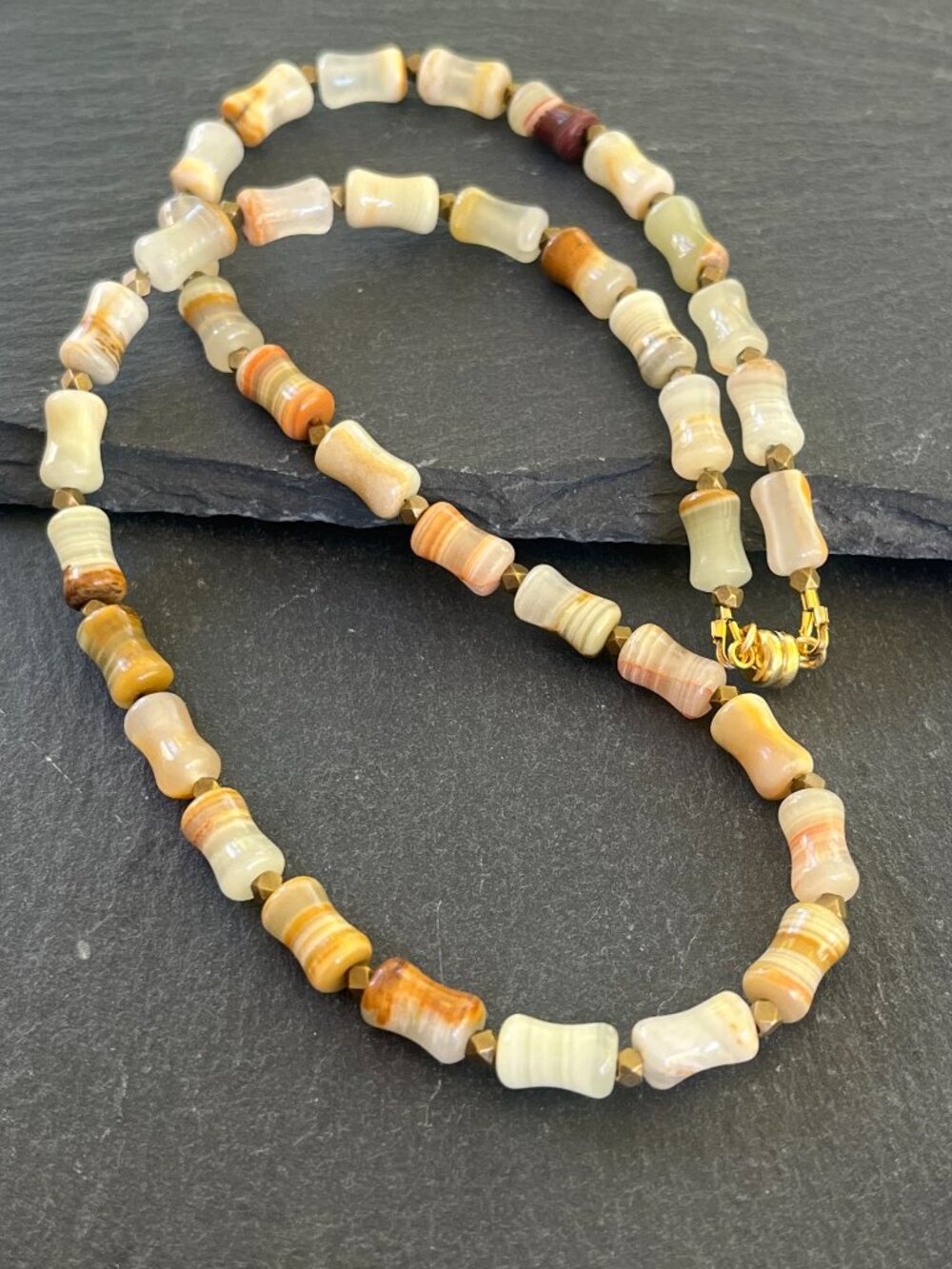 Afghanistan Jade Gemstone Necklace | Banded Calcite | Magnetic Clasp